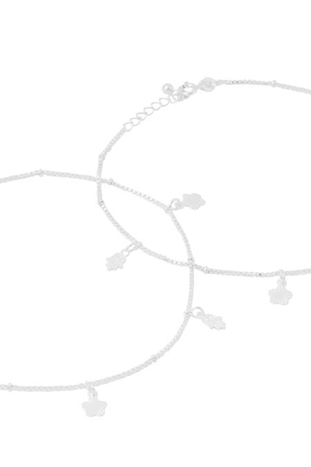 Kicky & Perky_Silver Plated Designer Anklet Set_at_Aza_Fashions