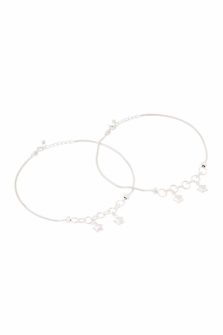 Kicky & Perky_Silver Plated Designer Anklet Set_Online_at_Aza_Fashions