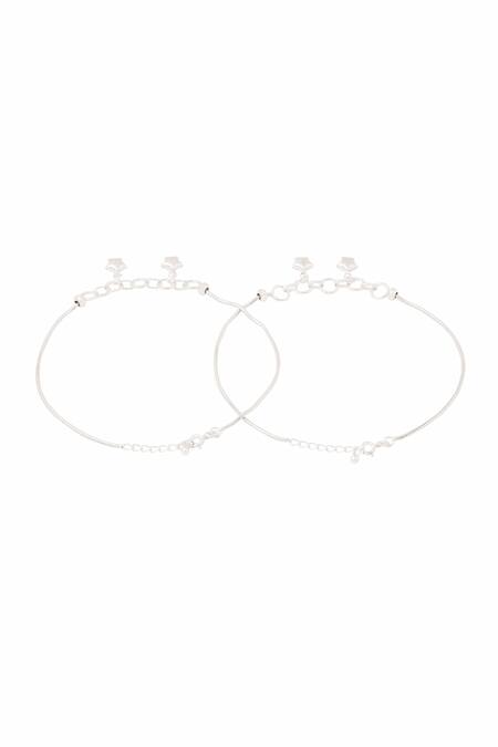 Buy_Kicky & Perky_Silver Plated Designer Anklet Set_Online_at_Aza_Fashions