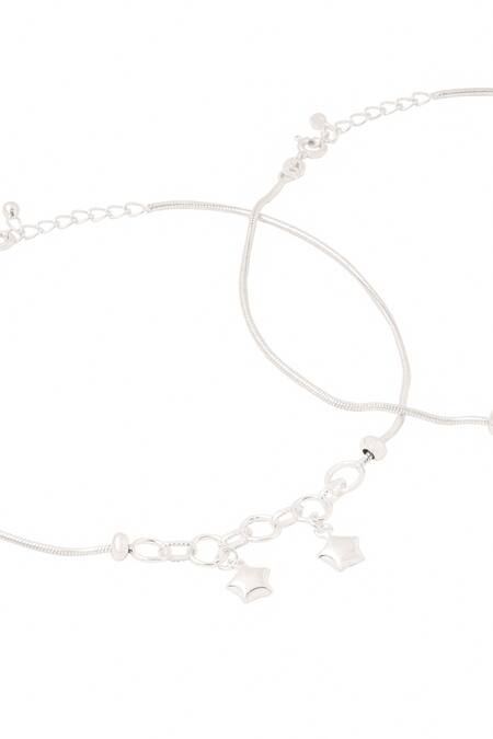 Kicky & Perky_Silver Plated Designer Anklet Set_at_Aza_Fashions