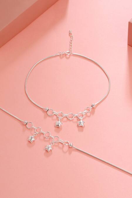 Buy_Kicky & Perky_Silver Plated Designer Anklet Set