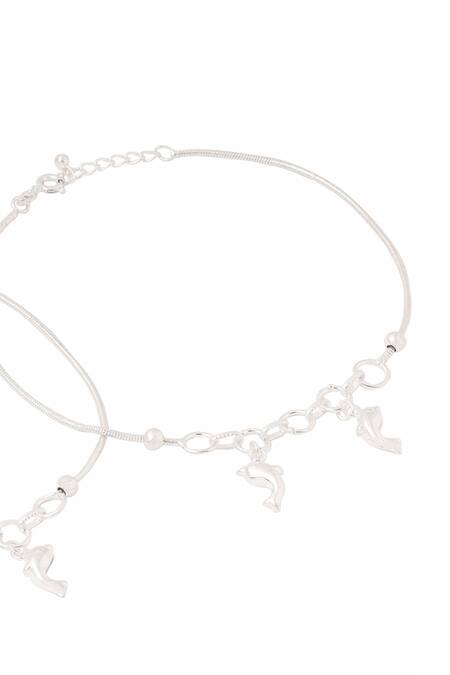 Kicky & Perky_Silver Plated Designer Anklet Set _Online_at_Aza_Fashions