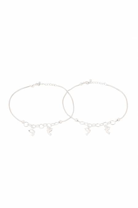 Buy_Kicky & Perky_Silver Plated Designer Anklet Set 