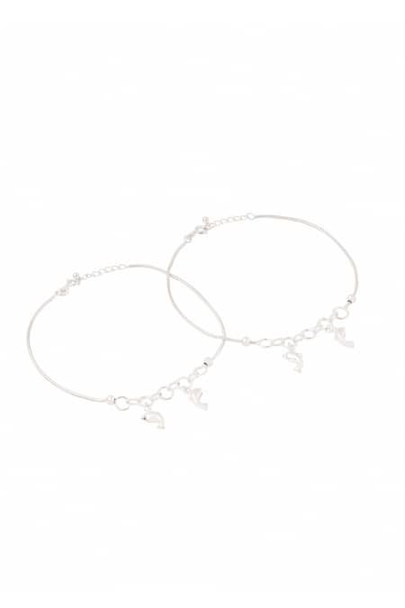 Kicky & Perky Silver Designer Anklet Set 