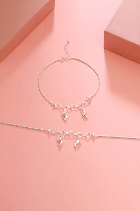 Shop_Kicky & Perky_Silver Plated Designer Anklet Set 