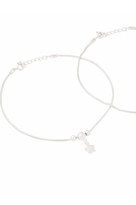 Kicky & Perky Silver Plated Beads Designer Sterling Anklet Set Online at Aza Fashions Kicky & Perky_Silver Plated Beads Designer Sterling Anklet Set_Online_at_Aza_Fashions