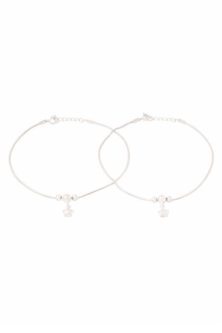 Buy Kicky & Perky Silver Plated Beads Designer Sterling Anklet Set Online at Aza Fashions Buy_Kicky & Perky_Silver Plated Beads Designer Sterling Anklet Set_Online_at_Aza_Fashions