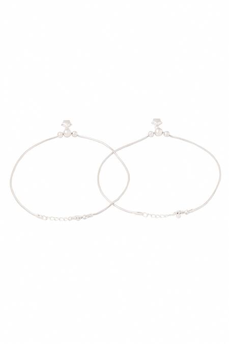 Shop Kicky & Perky Silver Plated Beads Designer Sterling Anklet Set Online at Aza Fashions Shop_Kicky & Perky_Silver Plated Beads Designer Sterling Anklet Set_Online_at_Aza_Fashions