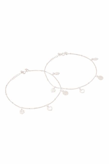 Kicky & Perky_Silver Plated Designer Sterling Anklet Set _at_Aza_Fashions