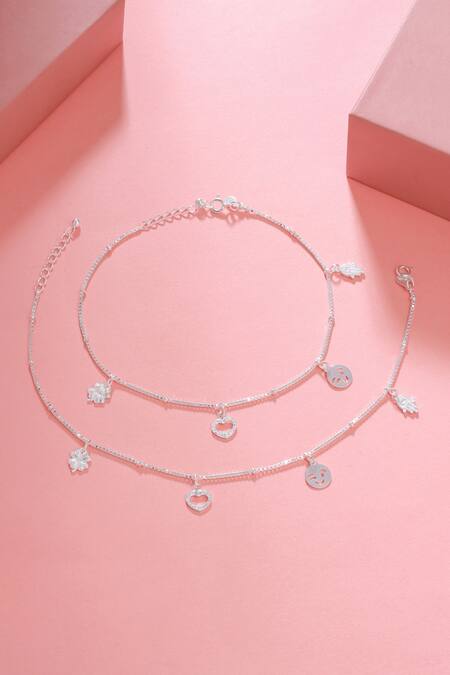 Shop_Kicky & Perky_Silver Plated Designer Sterling Anklet Set 