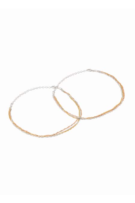 Kicky & Perky_Silver Plated Sterling Adjustable Anklets _Online_at_Aza_Fashions