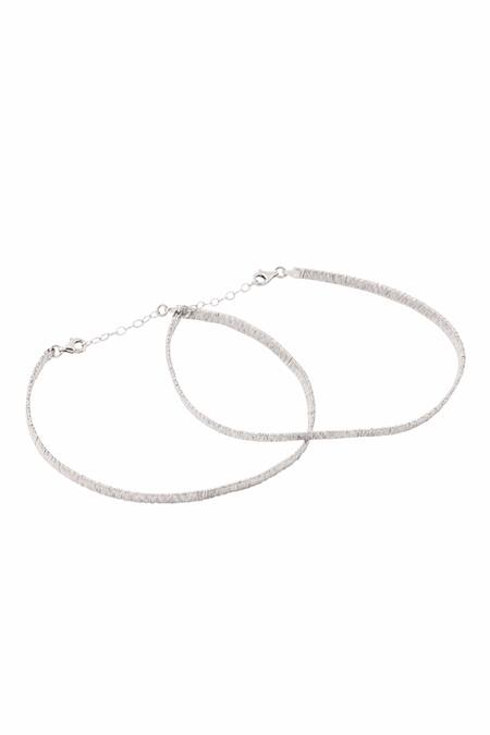 Shop_Kicky & Perky_Silver Plated Designer Payal Anklet Set _Online_at_Aza_Fashions