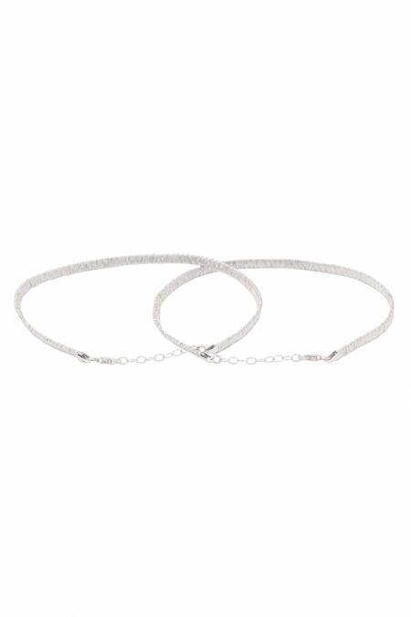 Kicky & Perky_Silver Plated Designer Payal Anklet Set _at_Aza_Fashions