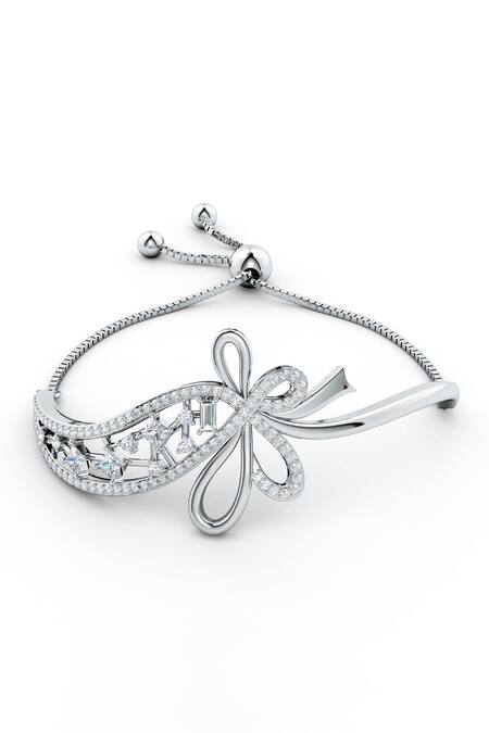 Buy_Kicky & Perky_Silver Plated Stones Moissanite Designer Bracelet_Online_at_Aza_Fashions