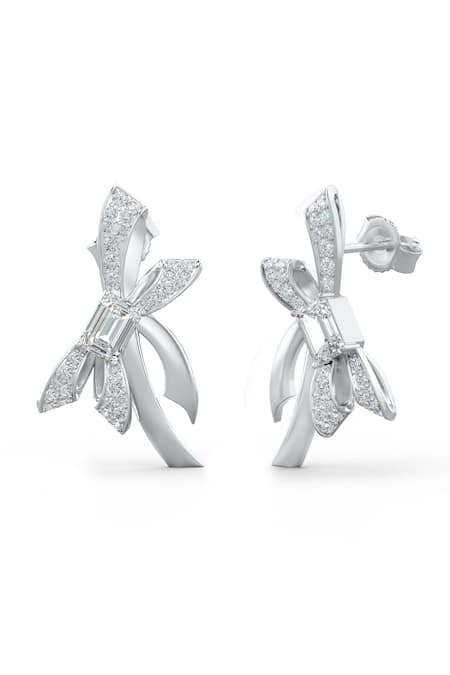 Kicky & Perky Silver Plated Stones Designer Moissanite Stud Earrings 
