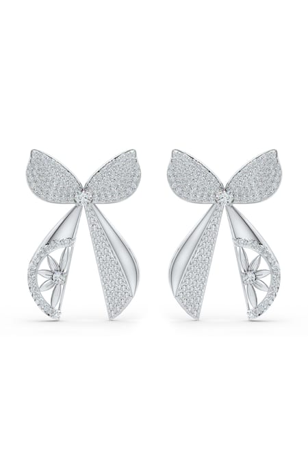 Shop_Kicky & Perky_Silver Plated Imitation Diamonds Designer Moissanite Dangler Earrings _Online_at_Aza_Fashions