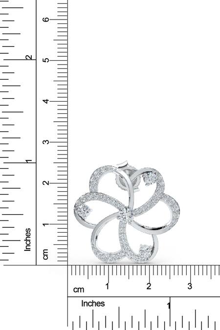 Kicky & Perky Silver Plated Imitation Diamonds Floral Moissanite Stud Earrings Online at Aza Fashions Kicky & Perky_Silver Plated Imitation Diamonds Floral Moissanite Stud Earrings_Online_at_Aza_Fashions