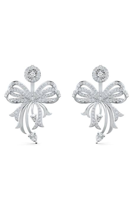 Shop_Kicky & Perky_Silver Plated Stones Designer Moissanite Earrings _Online_at_Aza_Fashions