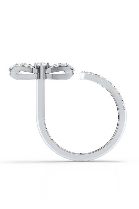 Kicky & Perky_Silver Plated Imitation Diamonds Moissanite Bow Ring_Online_at_Aza_Fashions