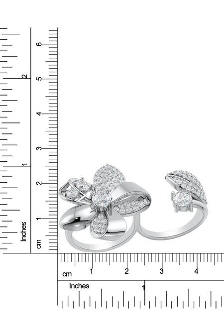 Buy_Kicky & Perky_Silver Plated Imitation Diamonds Floral Motif Sterling Ring _Online_at_Aza_Fashions