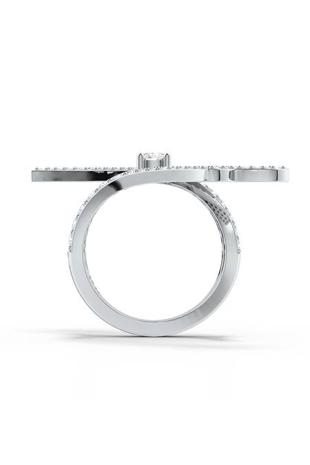 Kicky & Perky_Silver Plated Imitation Diamonds Moissanite Adjustable Ring_Online_at_Aza_Fashions