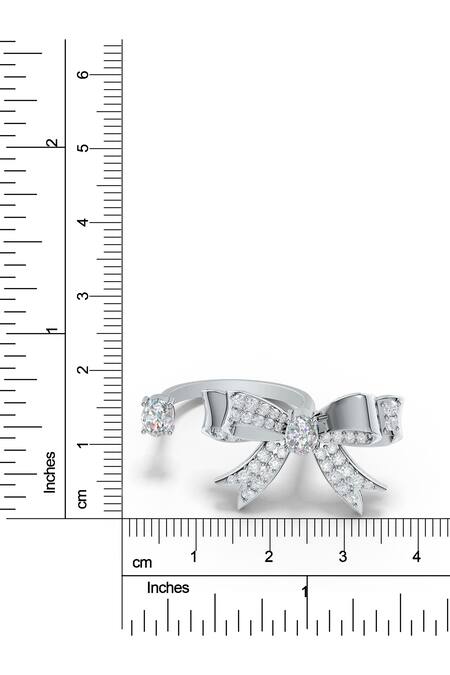 Buy_Kicky & Perky_Silver Plated Imitation Diamonds Designer Moissanite Bow Ring _Online_at_Aza_Fashions