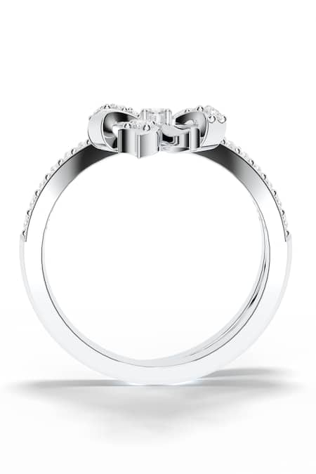 Kicky & Perky Moissanite Bow Design Sterling Silver Ring 