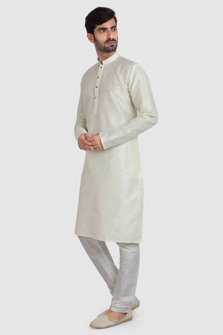 Shop_Arihant Rai Sinha_Off White Silk Designer Kurta Set _at_Aza_Fashions