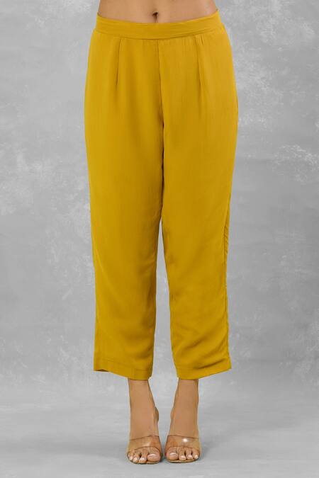 Buy Studio A Yellow Crepe, Georgette Sequins Mandarin Bloom Embroidered Kaftan Pant Set Online at Aza Fashions Buy_Studio A_Yellow Crepe, Georgette Sequins Mandarin Bloom Embroidered Kaftan Pant Set _Online_at_Aza_Fashions