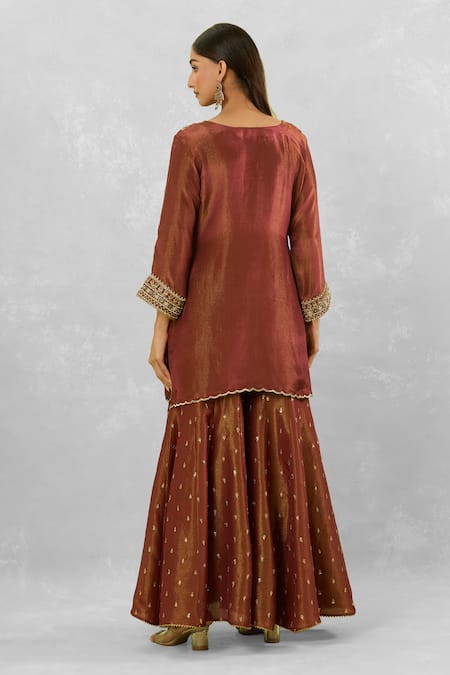 Studio A Floral Dori Embroidered Kurta & Sharara Set 