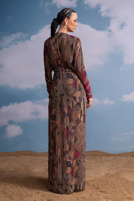 Nikita Mhaisalkar Geometric Draped Maxi Dress 