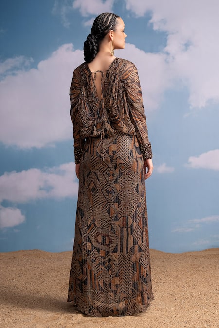 Nikita Mhaisalkar Geometric Kimono Maxi Dress 