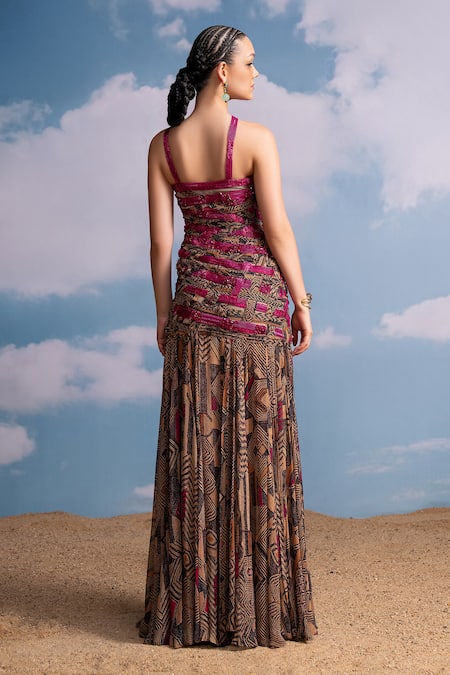 Nikita Mhaisalkar Geometric Print Braided Maxi Dress 