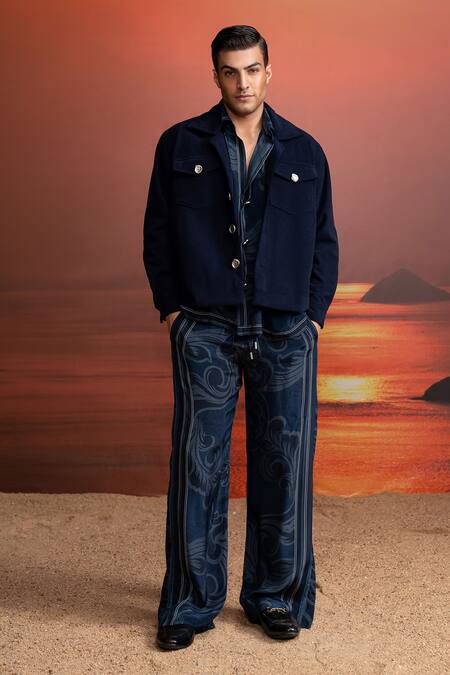 Buy_Nikita Mhaisalkar_Blue Corduroy Indigo Jacket _Online_at_Aza_Fashions
