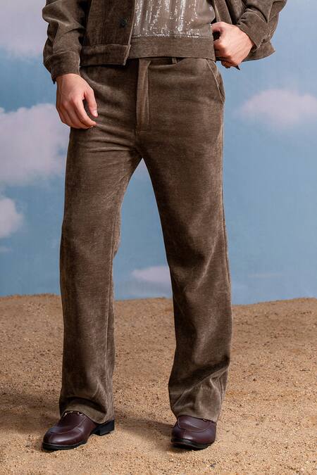 Nikita Mhaisalkar_Brown Corduroy Trouser _Online_at_Aza_Fashions