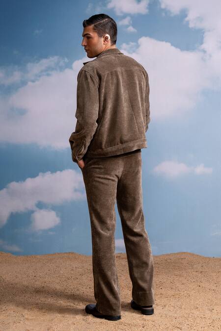Shop_Nikita Mhaisalkar_Brown Corduroy Trouser _at_Aza_Fashions