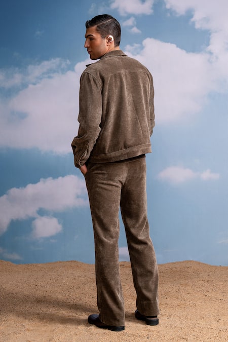 Shop Nikita Mhaisalkar Brown Corduroy Jacket at Aza Fashions Shop_Nikita Mhaisalkar_Brown Corduroy Jacket _at_Aza_Fashions