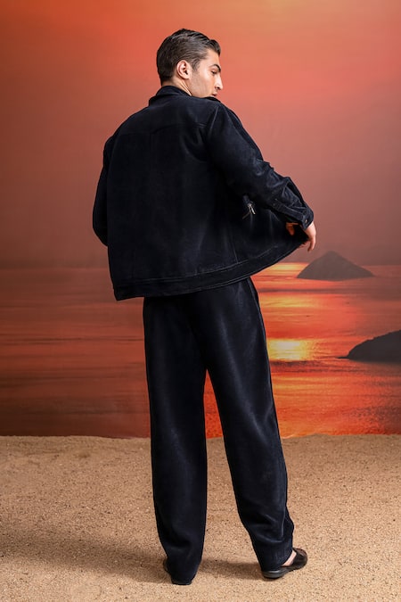 Shop Nikita Mhaisalkar Black Corduroy Jacket at Aza Fashions Shop_Nikita Mhaisalkar_Black Corduroy Jacket _at_Aza_Fashions