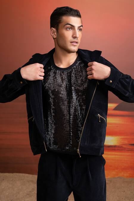 Buy Nikita Mhaisalkar Black Corduroy Jacket Online at Aza Fashions Buy_Nikita Mhaisalkar_Black Corduroy Jacket _Online_at_Aza_Fashions