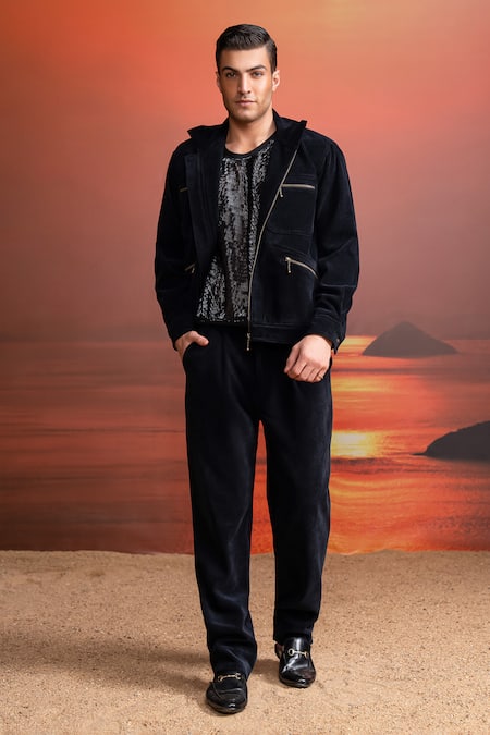 Shop_Nikita Mhaisalkar_Black Corduroy Pants _Online_at_Aza_Fashions
