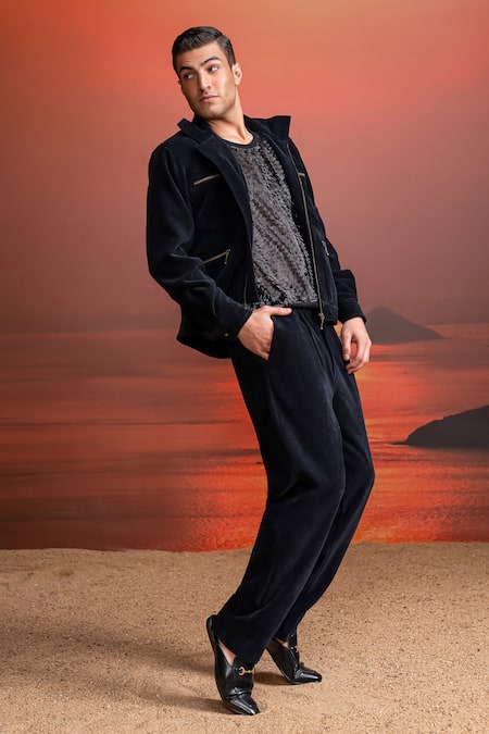 Nikita Mhaisalkar_Black Corduroy Pants _at_Aza_Fashions