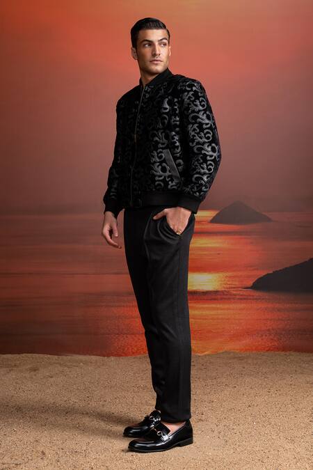 Buy_Nikita Mhaisalkar_Black Fitted Noir Knit Pants _Online_at_Aza_Fashions