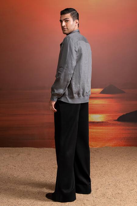 Shop_Nikita Mhaisalkar_Gray Tweed Grey Jacket _at_Aza_Fashions
