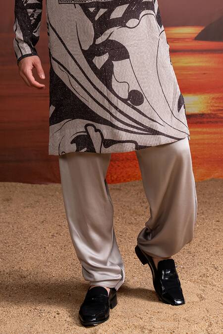 Buy_Nikita Mhaisalkar_Chocolate Georgette Sequins Printed Kurta Set _Online_at_Aza_Fashions