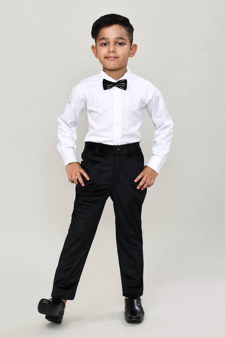 Petite Pomme Black Velvet, Cotton Sequins Boys 3-piece Waistcoat Suit Online at Aza Fashions Petite Pomme_Black Velvet, Cotton Sequins Boys 3-piece Waistcoat Suit_Online_at_Aza_Fashions
