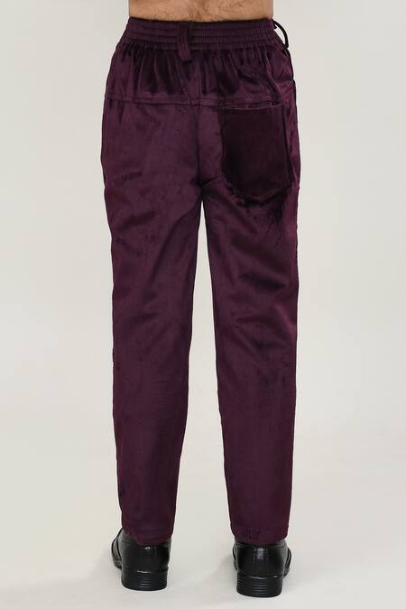 Petite Pomme_Purple Velvet, Cotton Sequins Boys 3-piece Waistcoat Suit_Online_at_Aza_Fashions