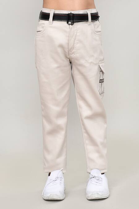 Shop_Petite Pomme_Brown Cotton Piping, Embroidery Boys Full Sleeves Jacket And Trouser Set