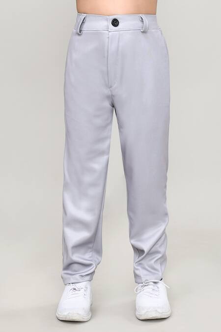 Buy_Petite Pomme_Gray Cotton Printed Blazer Set With T-shirt And Trouser_Online_at_Aza_Fashions