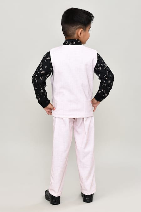 Petite Pomme Printed Waistcoat Suit with Bow Tie 