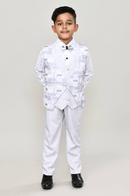 Shop_Petite Pomme_White Cotton Printed Waistcoat Suit For Boys _Online_at_Aza_Fashions